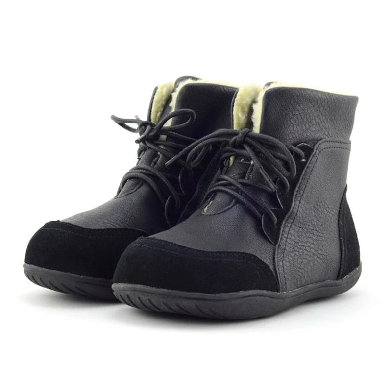 Botas de nieve de tobillo de retazos para niños botas de encaje de tela de algodón para niñas botas cálidas de punta redonda para niños AA51212 - 4