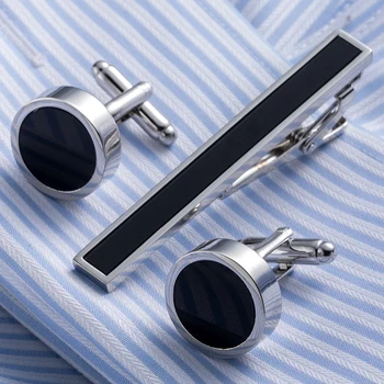 

Drop Shipping Brass Necktie Set Tie Bar Cufflinks Tie Clip High Quality Cuff Links Tie Pin Men Jewelry 20