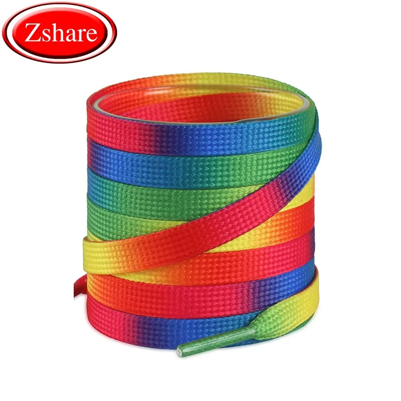 

1Pair Colorful Laces Rainbow Gradient Print Flat Canvas Shoe Lace Shoes Casual Chromatic Colour Shoelaces 80CM/100CM/120CM BC-1
