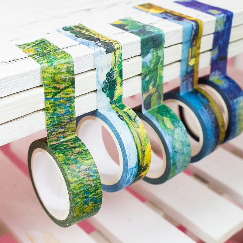 Creative Van Gogh Oil Painting Japanese Masking Washi Tape Decorative Adhesive Tape Diy Scrapbooking Sticker Label Stationery