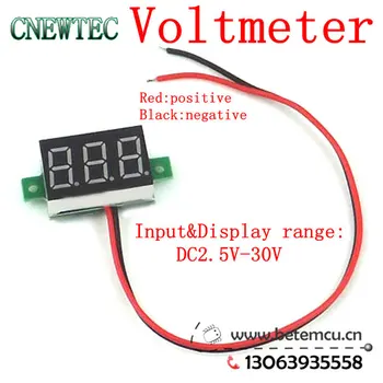 

2pcs/lot 2.5V~30V DC Digital Display Voltmeter Three Bit Red 0.36 "LED Voltage Meter