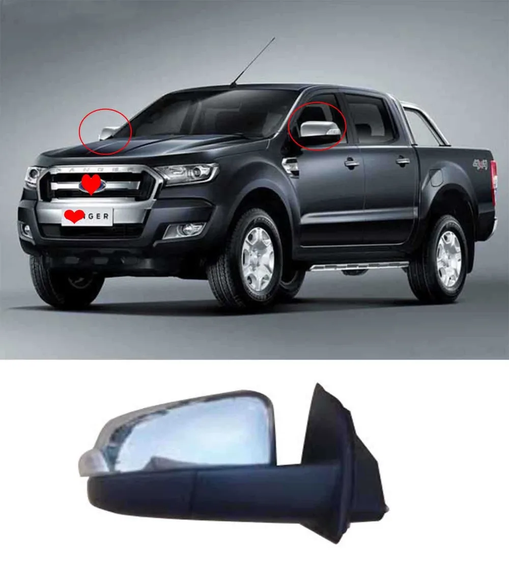 Хромированное автомобильное боковое зеркало со светодиодной сборкой для Ford Ranger 2012- год