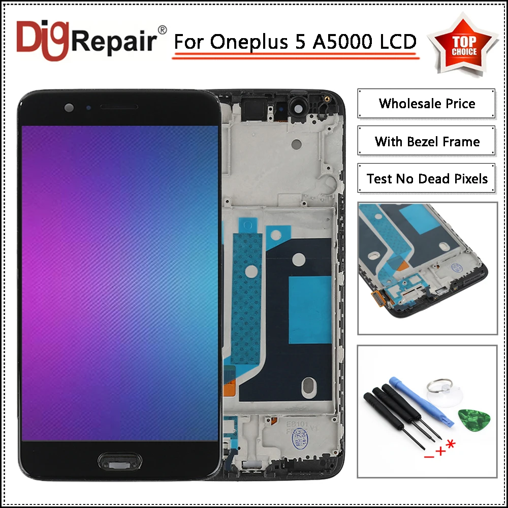 

A5000 lcd Black For Oneplus 5 lcd For One plus 5 A5000 LCD Display Digitizer Touch Screen Repair LCD For oneplus 5 display Frame