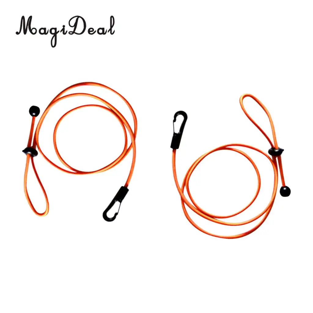 MagiDeal 2 Pieces 1.2m Elastic Kayak Paddle Leash Bungee Fishing Rod Lanyard Orange/Coffee