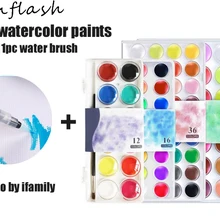 12~ 36 цветов набор твердых акварельных тортов, набор пигмента для наружной краски, прозрачная коробка, принадлежности для акварельных красок с 1 кистью для краски