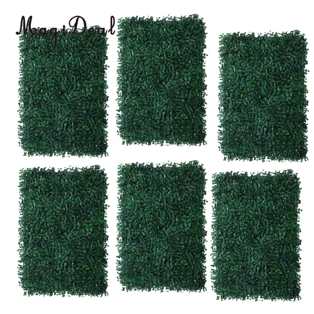 6Pieces Artificial Foliage Plant Wall Panel Home Garden Yard Decor Milan Grass