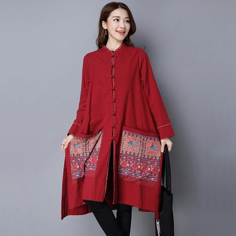 Традиционная китайская рубашка, блузка для женщин, женский Топ cheongsam, кимоно, кардиган, льняная Китайская традиционная верхняя куртка TA988