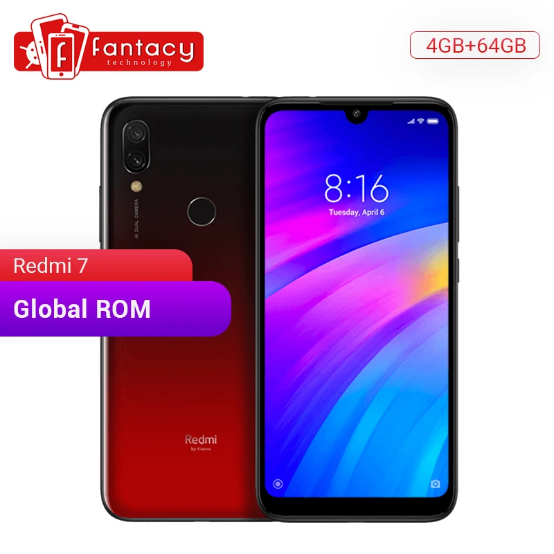 Дешево Глобальный Встроенная память Xiaomi Redmi 7 4 Гб Оперативная память 64 Гб Встроенная память Snapdragon 632, четрыре ядра, мобильный телефон, 12MP двойная кам...