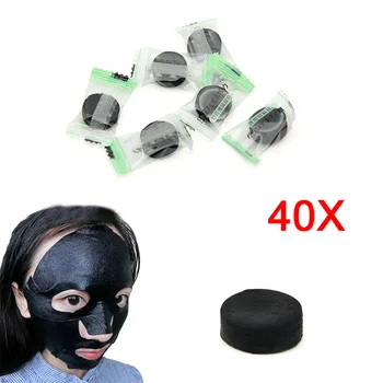 

40pcs Diy Bamboo Charcoal Fiber Facial Mask Skin Care Oil-Control Clean The Face Whole Face Black Facial Cotton Mask HJL