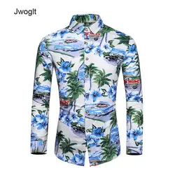 Осенняя мужская гавайская рубашка с длинным рукавом цветочные рубашки мужские повседневные пляжные праздничные блузка для отпуска 5XL 6XL 7XL