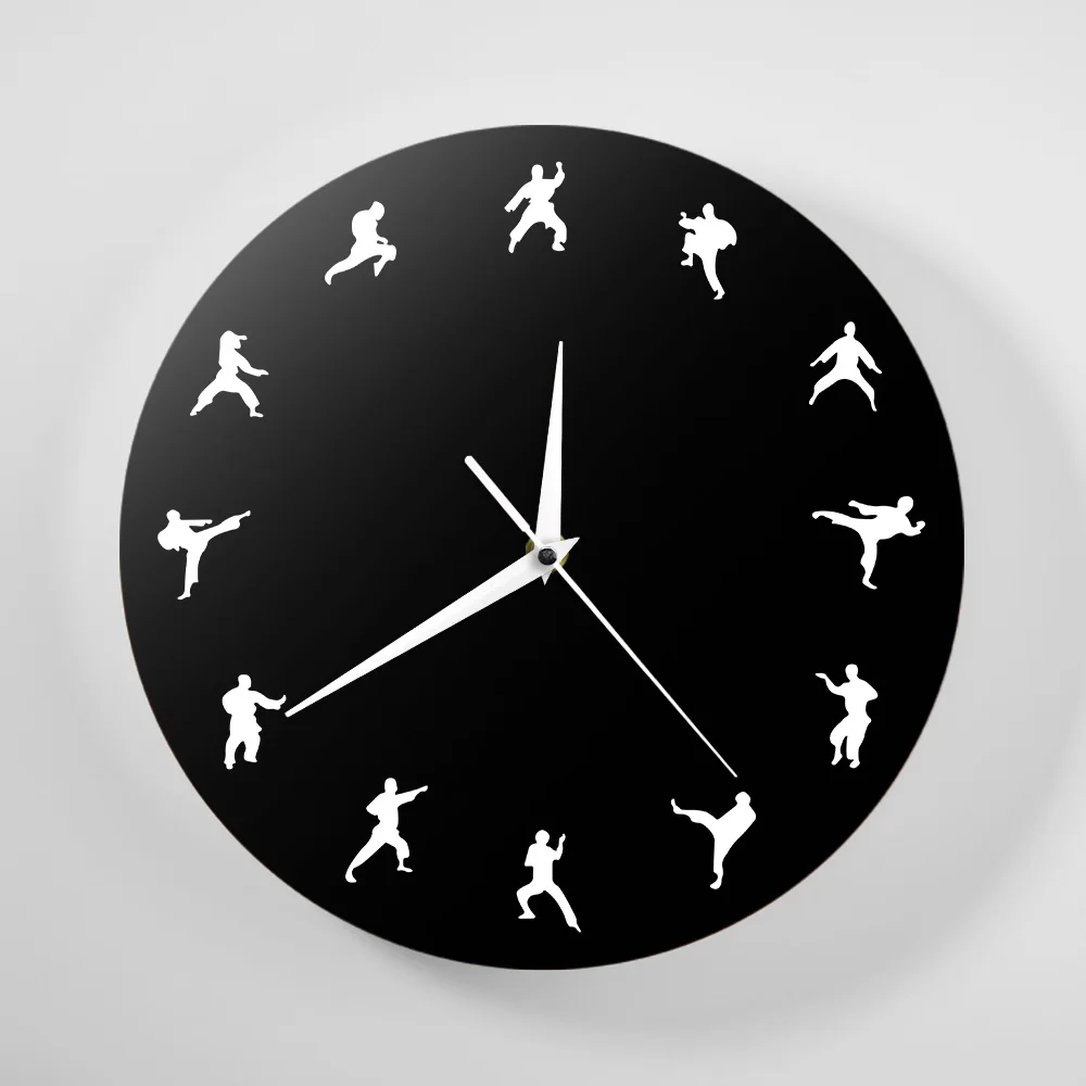 Тхэквондо карате настенные часы боевые искусства каратэ клуб современный настенный Декор боевые спортивные кунг-фу эксклюзивные настенные часы