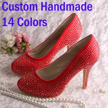 Wedopus Custom Heel Crystal Sandals Red Satin Shoes Woman High Heel Brand Size 7