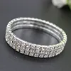 TREAZY 1-8 Rows Rhinestone Crystal Bracelet Bangle Elastic Bling Wristband Wedding Bridal Bridesmaid Bracelet Jewelry Gifts 2
