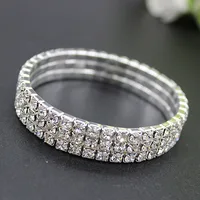TREAZY 1-8 Rows Rhinestone Crystal Bracelet Bangle Elastic Bling Wristband Wedding Bridal Bridesmaid Bracelet Jewelry Gifts 2