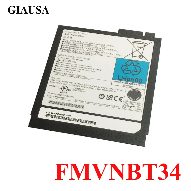 

GIAUSA 10.8V 28WH FPCBP406 DVD Bay Battery For Fujitsu LifeBook T725 A544 E733 E734 FMVNBT34A FPB0292S FMVNBT34A CP610763-03