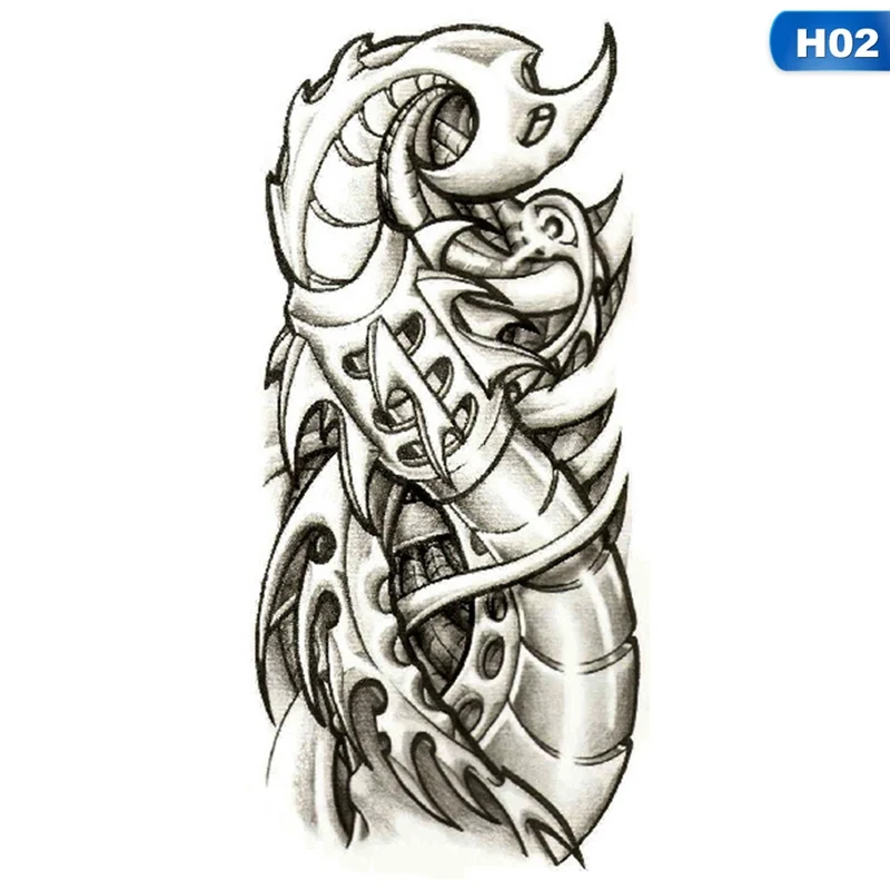Временные татуировки рукава дизайн полная рука водостойкие татуировки для крутых мужчин женщин Переводные татуировки наклейки на тело искусство - Цвет: H02