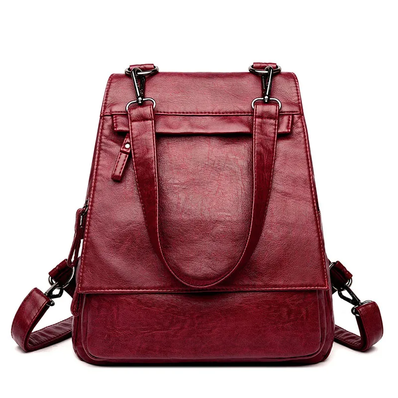 Новая мода из искусственной кожи рюкзаки для подростков обувь девочек женщина рюкзак дизайнеры Sac Dos Mochila Back Pack для женщин бренд Bagpack - Цвет: Red