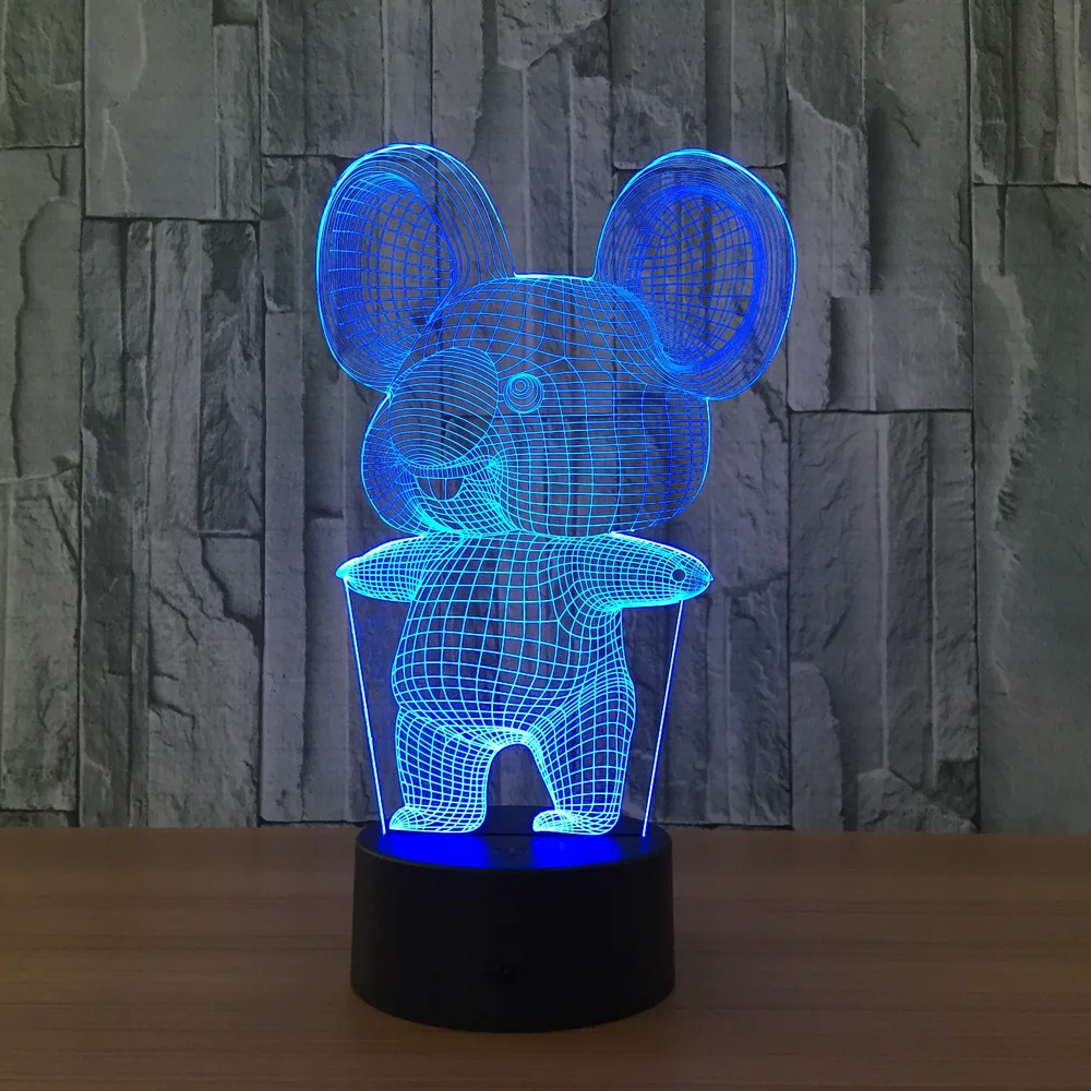 Koala 3D 7 Color Touch LED Vision Gift Table Lamp Night Light 627in