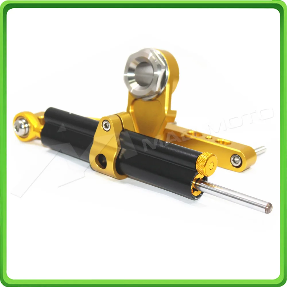 For Kawasaki Ninja ZX-6R ZX6R 636cc 2013 2014 2015 2016 2017 Steering Damper Stabilizer & Bracket Mount Kit Black&Gold color (7)