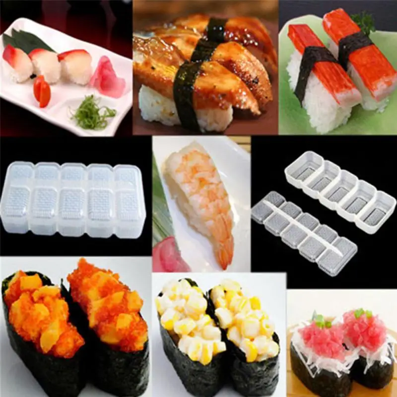 5 для роллов и Суши производитель суши форма Япония Нигири форма для риса в суши мяч антипригарный пресс коробка для хранения формы риса Bento инструменты