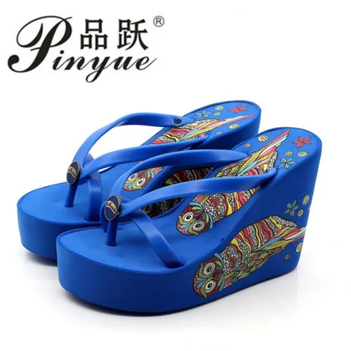 

Increased 11cm slope with thick crust muffin waterproof sandals and slippers slip female high with the simple flip-flops