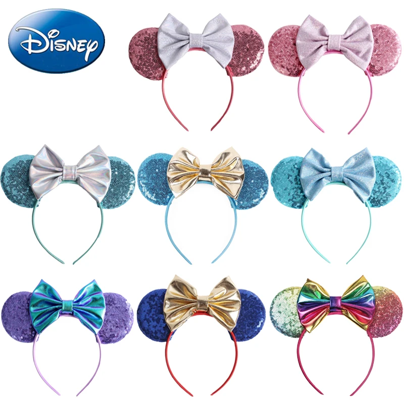 Disney повязка на голову для девочек с ушками повязка на голову 2019 новые летние детские женские головные уборы с блестками и бантом головные