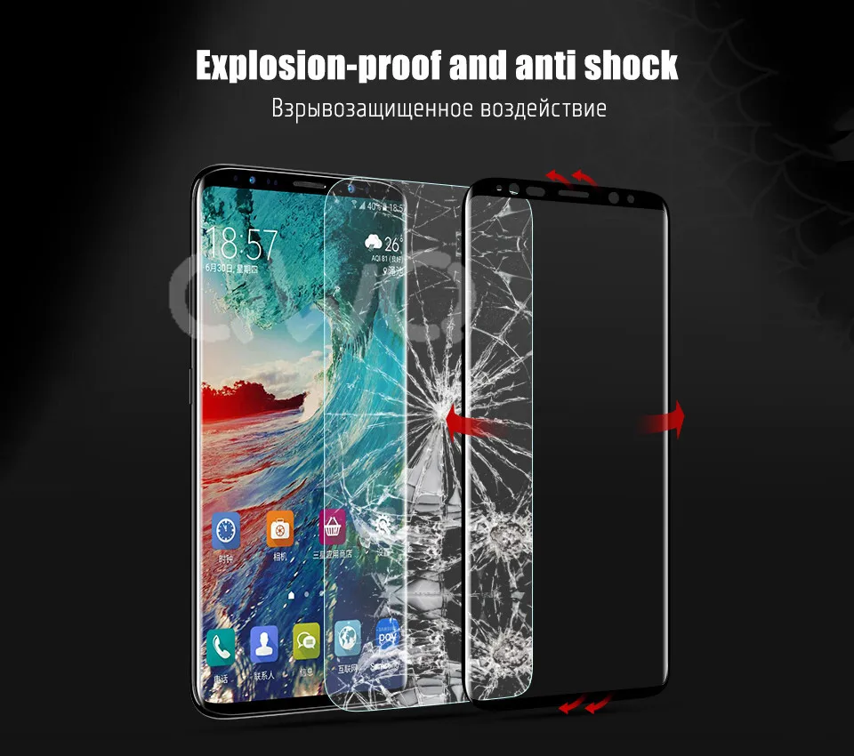 3D Curved Full Cover Glass For Samsung S8 S9 S7 Plus Protector Film For Note 8 S8 S7 Edge Screen Protector Protective Film 7