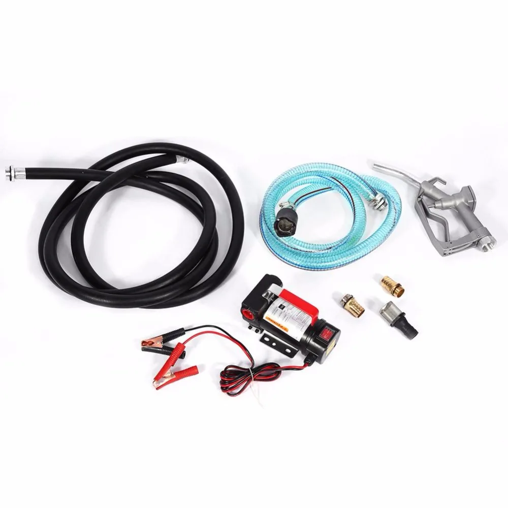 

Oversea 1 Set New 12V Electric Diesel Fluid Extractor Auto Oil Transfer Pump With Fuel Nozzle US DE ES AU