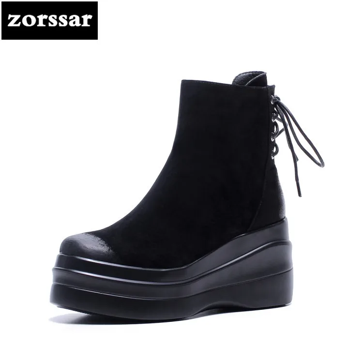 

{Zorssar} 2018 New arrival fashion Suede Women Snow Boots Women Ankle Boots with heels platform shoes winter Warm woman shoes