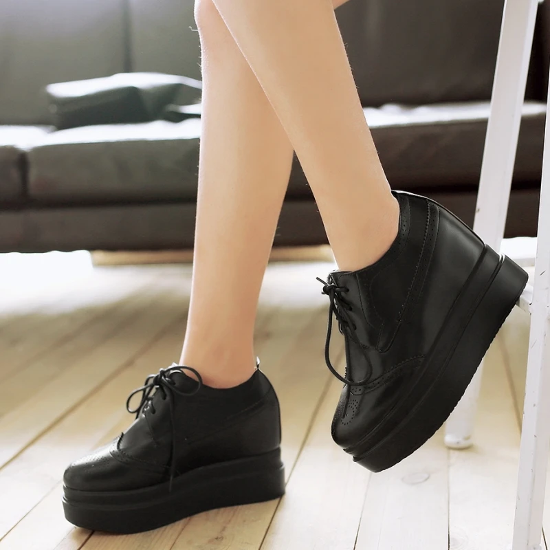 DoraTasia/ г.; большие размеры 31-42; обувь с перфорацией типа «броги», увеличивающая рост; женская Винтажная обувь в консервативном стиле, на шнуровке, на высоком каблуке и платформе; обувь для девочек