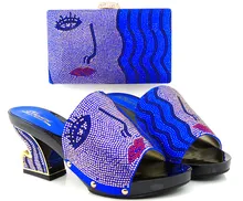 FREIES VERSCHIFFEN! mode frau passende schuh-und taschensatz für hochzeit und partei, hochwertigen italienischen design, königsblau farbe! HJX1-23