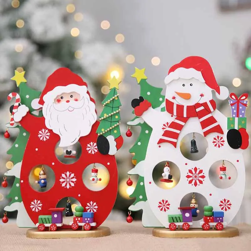 1pc Unique Design Wooden Christmas Old Man Snowman Table Desktop