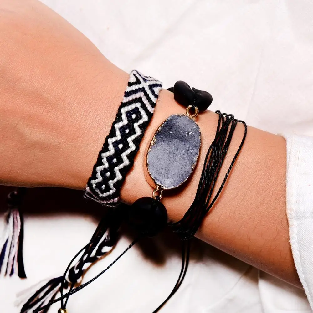 

MOON GIRL 3Pcs Braided Bracelet Set Friendship Natural Stone Shell Weave Handmade String Chic Pulsera Femme Jewelry Dropshipping