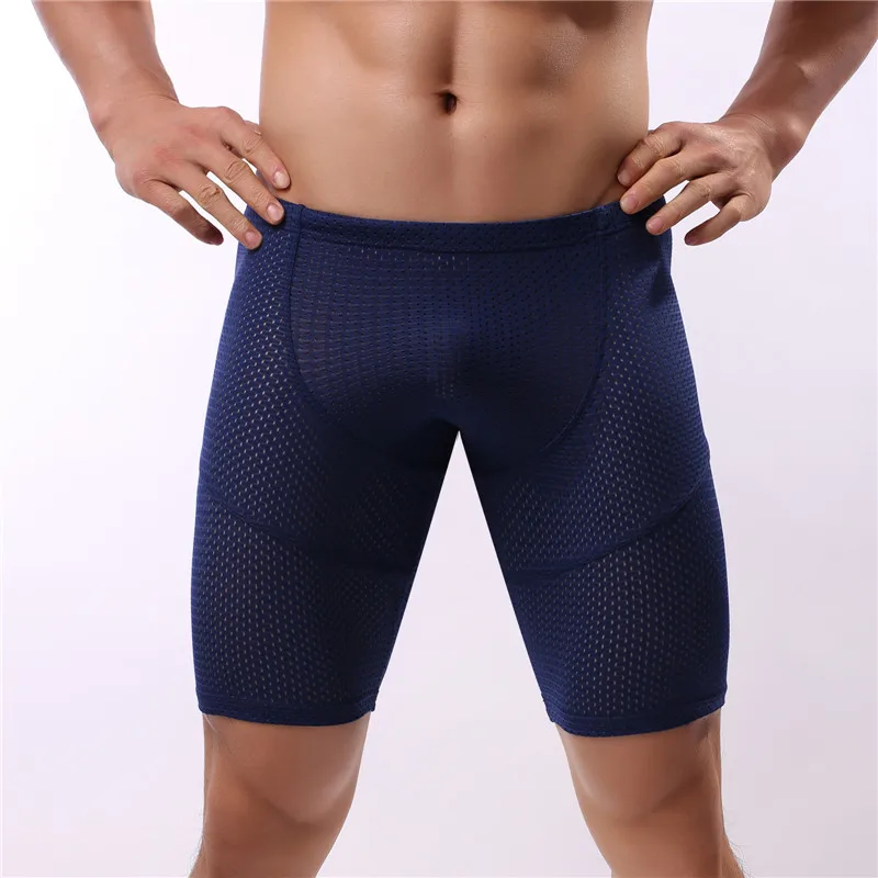 

Breathable Boxers Men's Sexy Sleepwear Casual Comfy Homewear Sleep Shorts Knee-length Sheer Men Pajama Bottoms Home Boxers