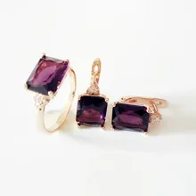 Модный Ювелирный Набор 585 золотого цвета, Женские Ювелирные изделия, романтические свадебные ювелирные наборы, квадратные кубические циркониевые серьги/кольца, ювелирные наборы