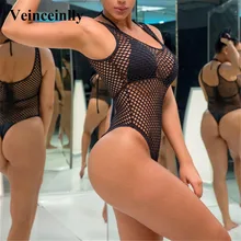 Новинка, черный сексуальный цельный купальник в сеточку, женский купальник, женский купальный костюм, одежда для плавания, купальник с лямкой через шею, монокини, Y637