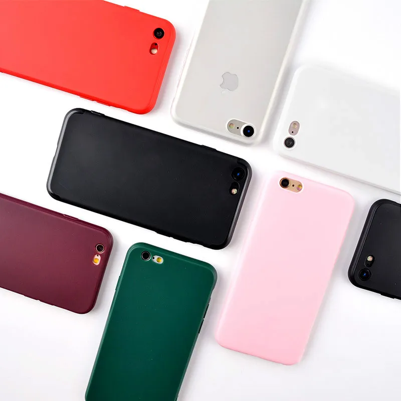 

Solid Candy Color Matte Phone Case Shell for IPhone 5 5S SE 6 6s Plus 78 X MAX XR Soft Tpu Anti-knock Fitted Case Transparent