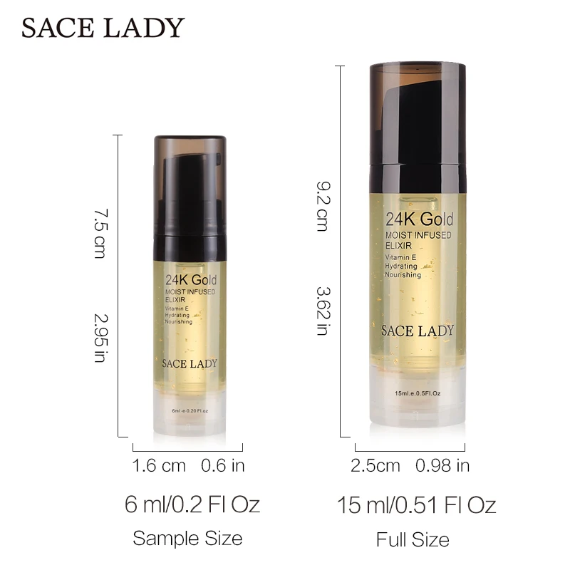 SACE LADY 24K Gold Elixir масло для лица макияж Праймер 6 мл Профессиональный увлажняющий макияж База основа праймер пор косметика