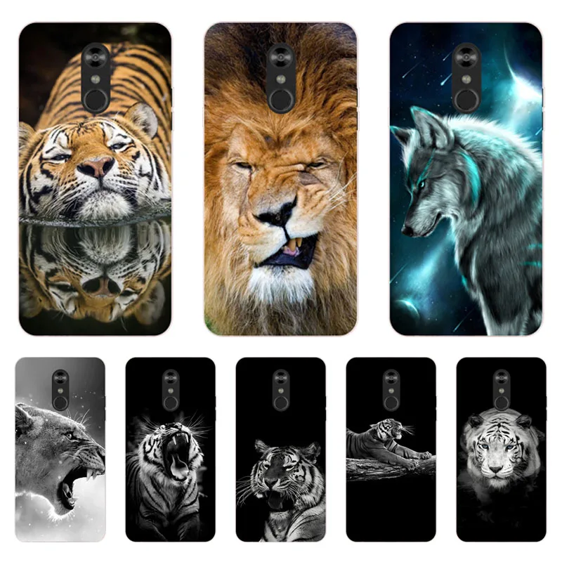 

for LG Q Stylo 4 Case,Silicon Tigers and lions Painting Soft TPU Back Cover for LG Q Stylo 2018 protect Phone cases shell