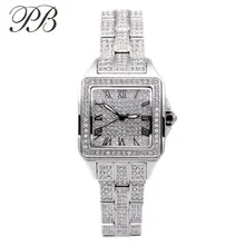 PB butterfly princess fashion crystal women’s table square leisure temperamental steel band watches quartz waterproof watch – wa
