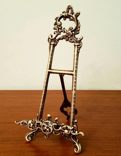 European Style Clical Vintage Cast Copper Easel Metal Table Top European Style Clical Vintage Cast Copper Easel Metal Table Top Flower Photo Frame Display Artwork