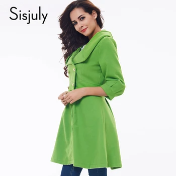 Sisjuly Overcoat  Solid Color Yellow Women Round Neck Single-Breasted Lantern Sleeve Coat