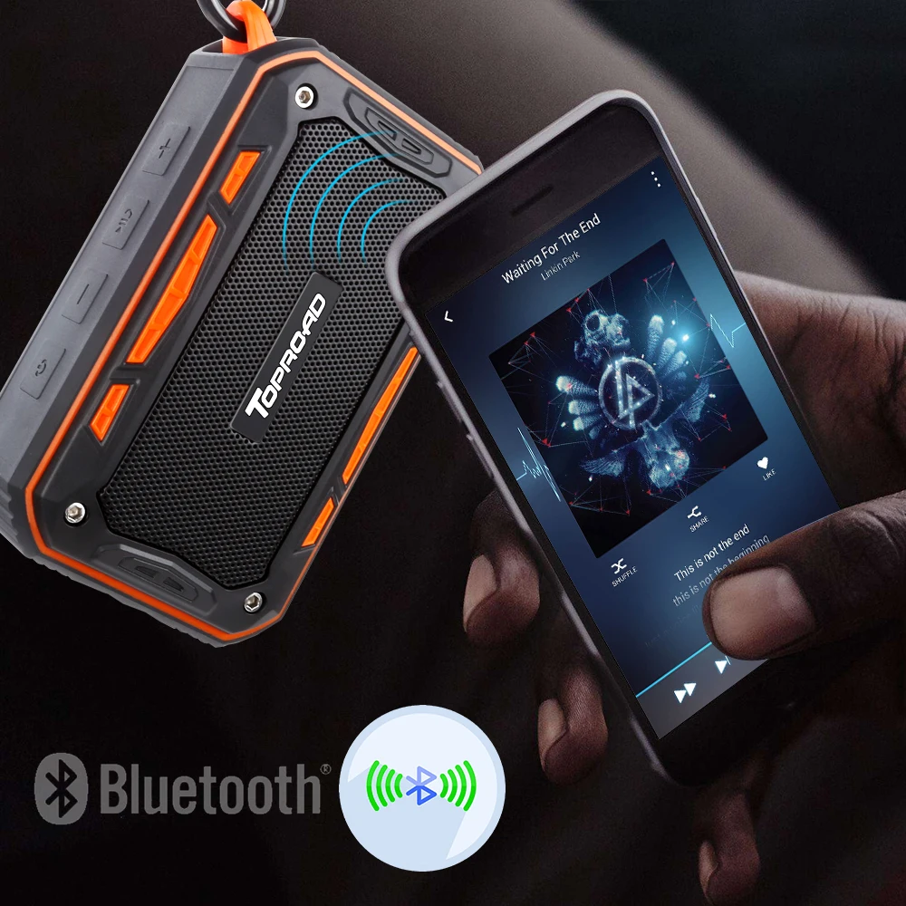 TOPROAD IP67 Водонепроницаемый Bluetooth динамик беспроводной стерео сабвуфер открытый велосипедный динамик s Портативный громкой связи с карабином