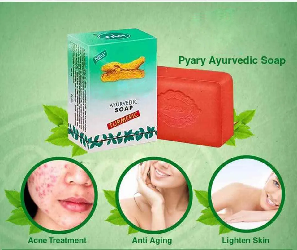 

New Ayurvedic Turmeric Soap Anti Aging Acne Treatment Light Skin Free Ship