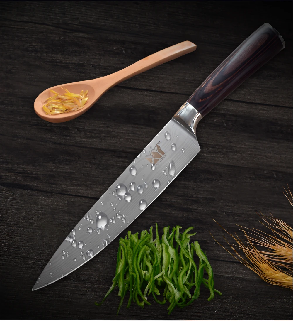 XYj набор кухонных ножей для мамы, очень острый нож для готовки, 7Cr17mov шеф-повара для нарезки сантоку ножи для чистки овощей и фруктов, оболочка