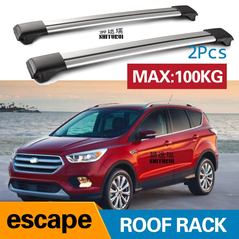 2pcs Roof Bars For Ford Escape 2017 2018 Aluminum Alloy Side 2pcs Roof Bars For Ford Escape 2017 2018 Aluminum Alloy Side Cross Rails Rack Luggage Cuv Suv Led