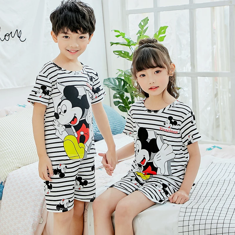 

Children Pajamas Clothing Set Boys & Girls Cartoon Sleepwear Suit Kids Short-sleeved T-shirt+pant 2-piece Cartoon Pijamas XIN503