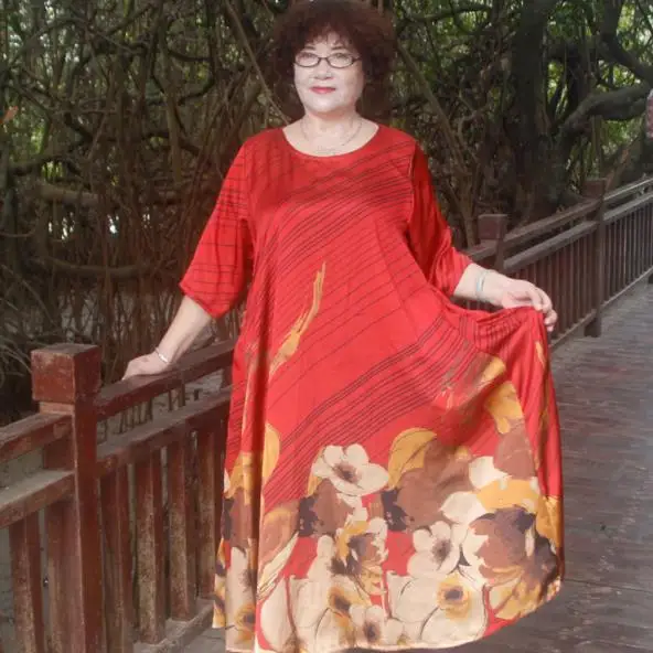 Платья с принтом размера плюс для женщин 4xl 5xl 6xl винтажное летнее платье Элегантное с высокой талией пляжное красное Vestidos DJ545