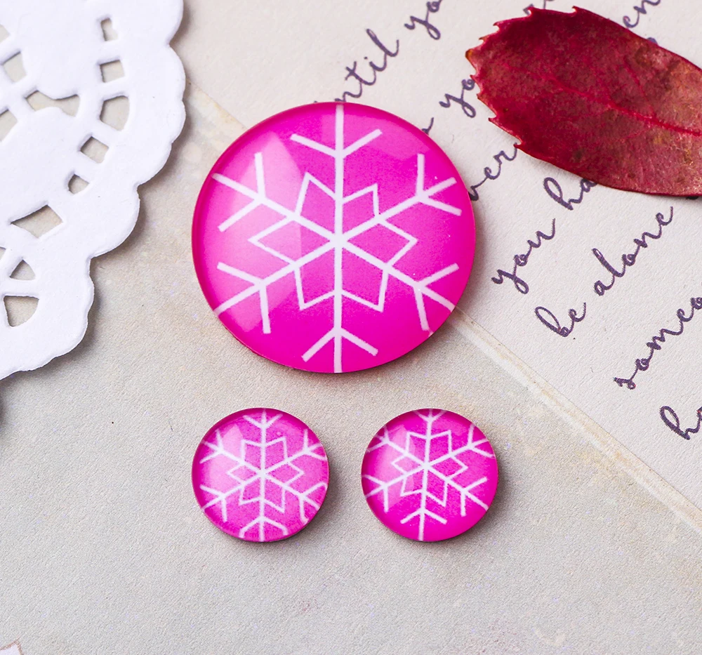 20mm 18mm 16mm 14mm12mm 25mm Photo Glass Cabochons Round Cameo Set Handmade Bases Settings F7042 Snowflake | Украшения и