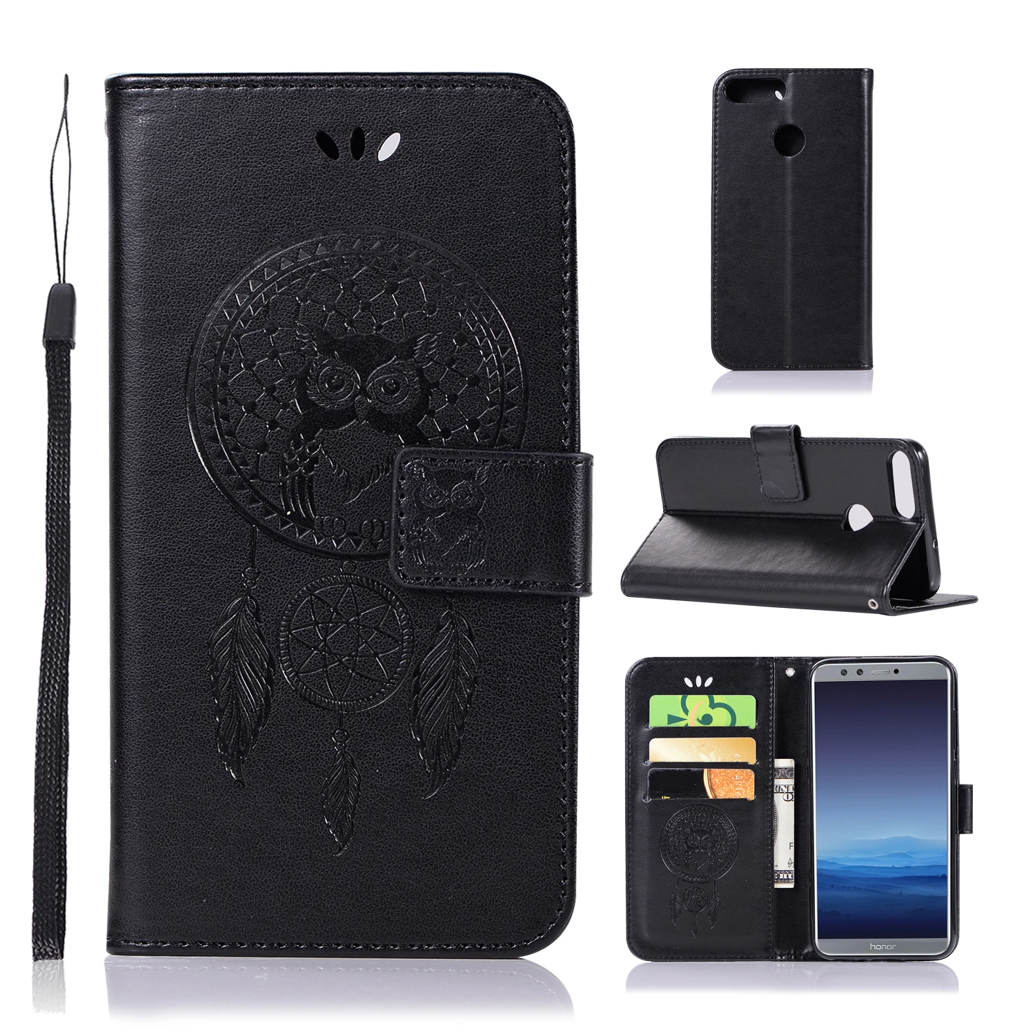 Для huawei P Smart Case ПУ + ТПУ слот для карты Бумажник Магнитная узор Винтаж чехол